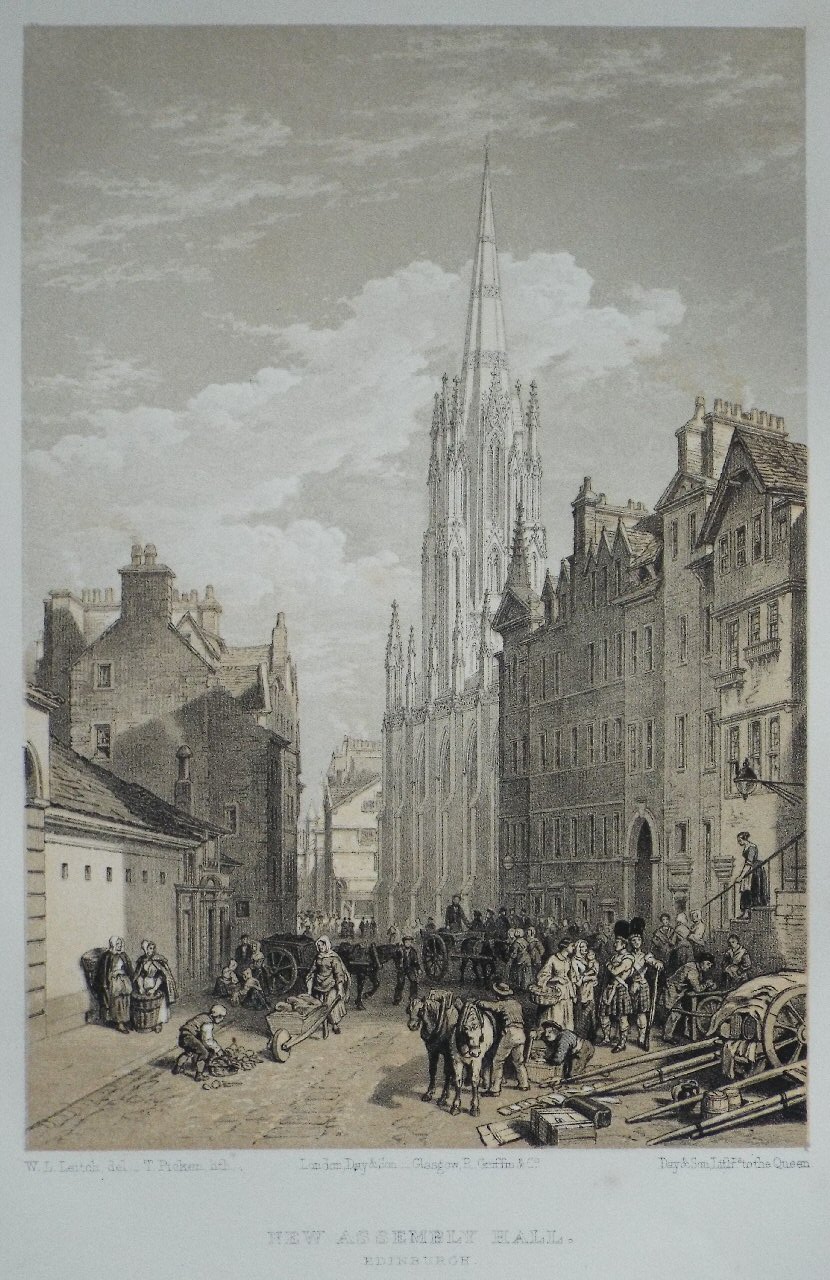 Lithograph - New Assembly Hall, Edinburgh. - Picken